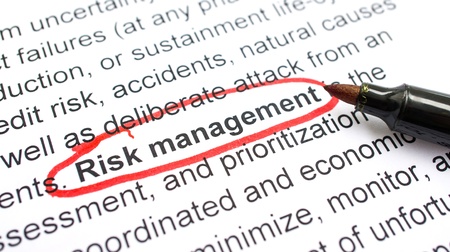Risk Management explanation with heading circled in red.の写真素材