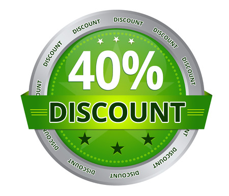 Green 40 percent Discount icon on white backgroundの写真素材