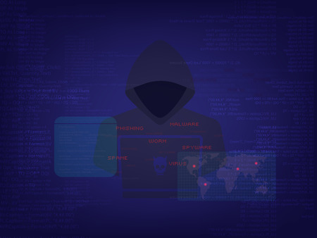 Cyber attack concept, Hacker at work with user interface&#xD;&#xA;のイラスト素材