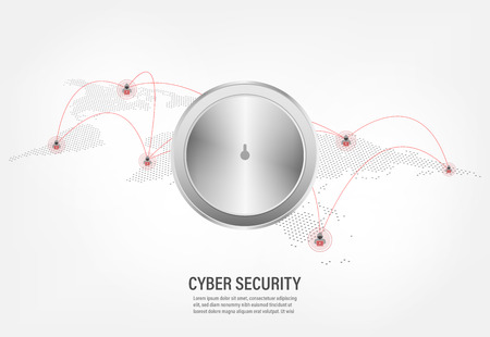 Cyber Security Concept Closed Padlock on internet hacker backgroundのイラスト素材