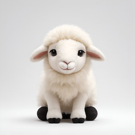 Sheep toy isolated on a white background. 3d rendering. Studio shot.の写真素材