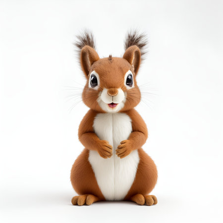 Cute squirrel isolated on white background. 3D illustration. Studio shot.の写真素材