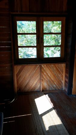 sun shines on the floor through the windows in the resort villas.の写真素材