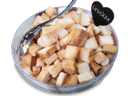 the cracker in the cup on white backgroundの写真素材