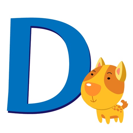 illustration of isolated animal alphabet D with dog on whiteのイラスト素材