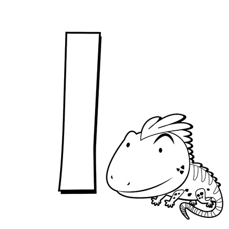 Coloring Alphabet for Kids, I with iguanaのイラスト素材