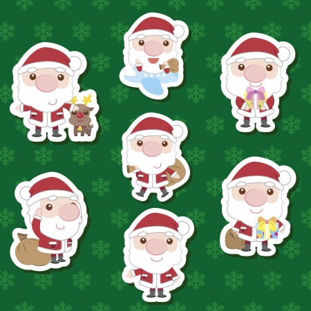 cute cartoon santa claus xmas setのイラスト素材