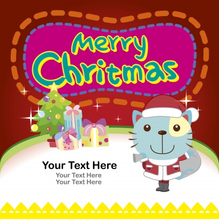 cartoon Xmas card with a catのイラスト素材