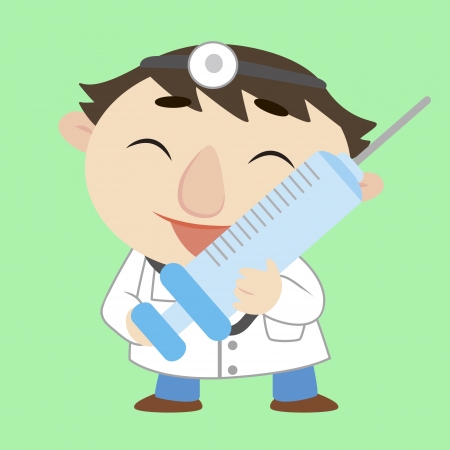 a cartoon doctor with a syringeのイラスト素材