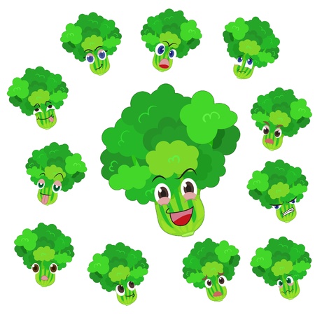 celery cartoon with many expressions isolated on white backgroundのイラスト素材