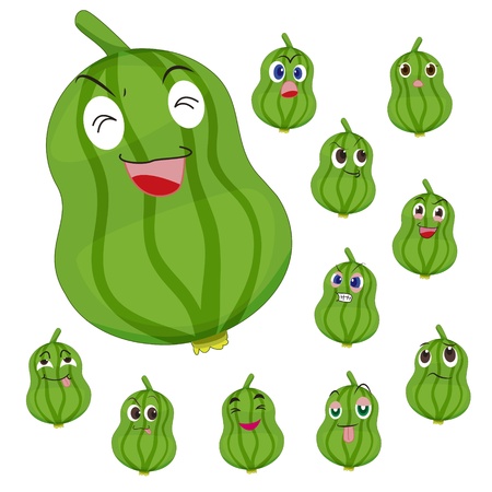 loofah cartoon with many expressions isolated on white backgroundのイラスト素材