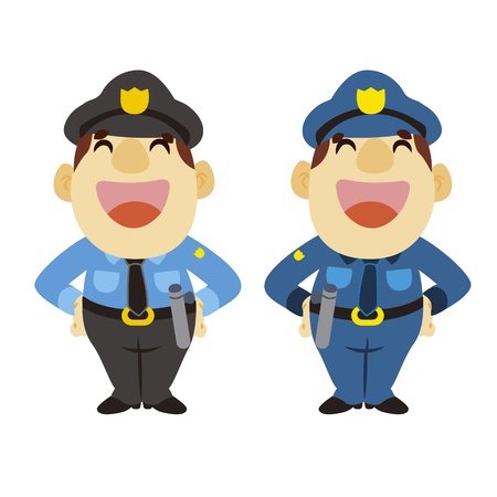 funny cartoon policeman, two colorsのイラスト素材