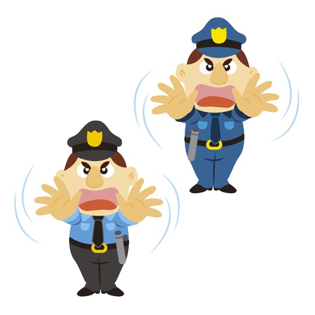 funny cartoon policeman with a denial of action のイラスト素材