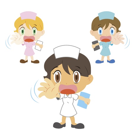 nurse with a denial of action, three colorsのイラスト素材