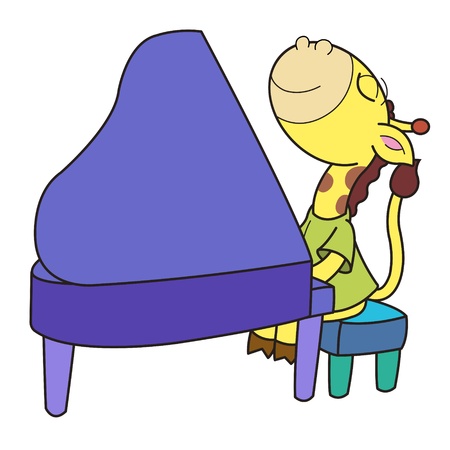 Cartoon giraffe playing a piano のイラスト素材