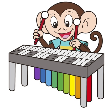 Cartoon monkey playing a vibraphone のイラスト素材