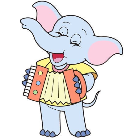 Cartoon Elephant playing an accordion.のイラスト素材