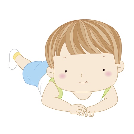 illustration of a cute little boy, isolated on whiteのイラスト素材
