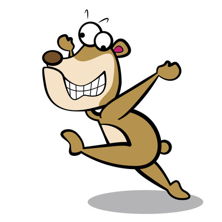 humor cartoon bear running with white background.のイラスト素材