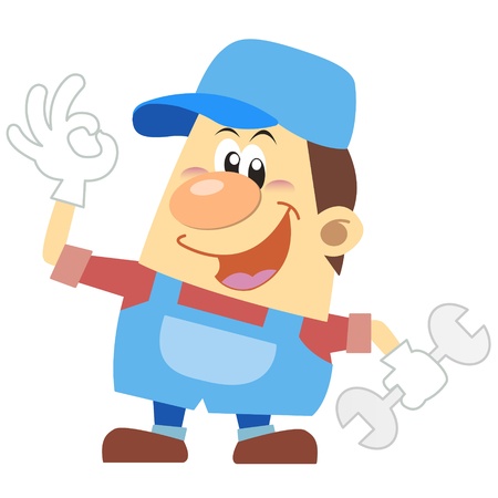 cartoon plumber with white background のイラスト素材