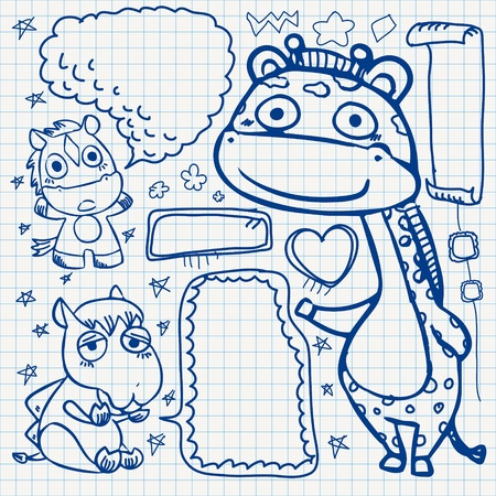 set of notebook paper doodles.のイラスト素材