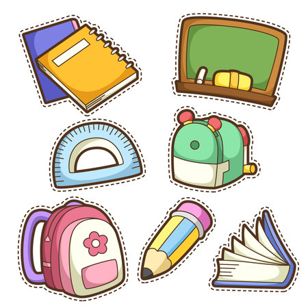 school set. set of different school items, vector illustration.のイラスト素材