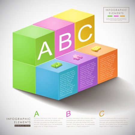 vector abstract 3d paper infographic elementsのイラスト素材