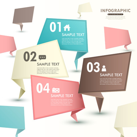 vector abstract 3d origami paper infographic elementsのイラスト素材