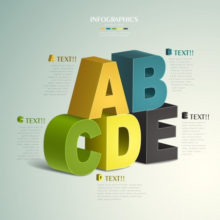 vector abstract 3d alphabet infographic elementsのイラスト素材