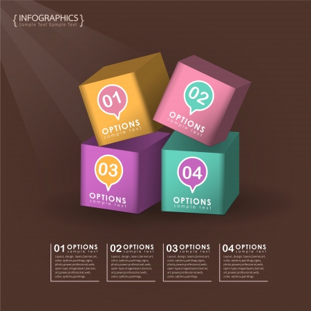 vector abstract 3d cube infographic elementsのイラスト素材