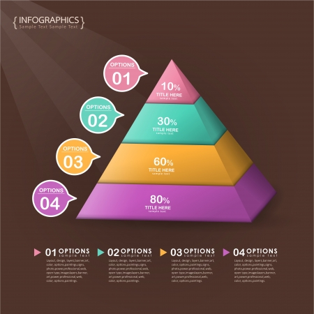 vector abstract 3d Pyramid type infographic elementsのイラスト素材