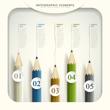 vector abstract 3d colored pencil infographic elementsのイラスト素材