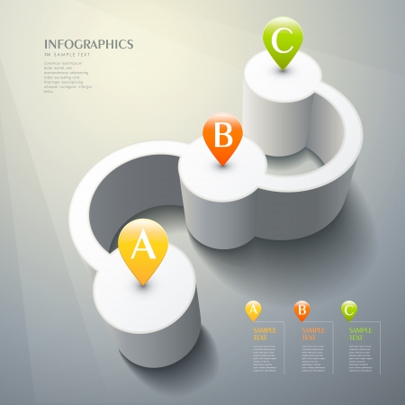 modern vector abstract 3d cylinder infographic elementsのイラスト素材