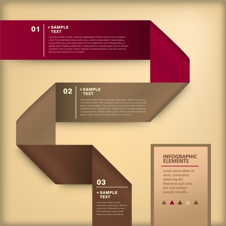 modern vector abstract 3d origami paper infographic elementsのイラスト素材