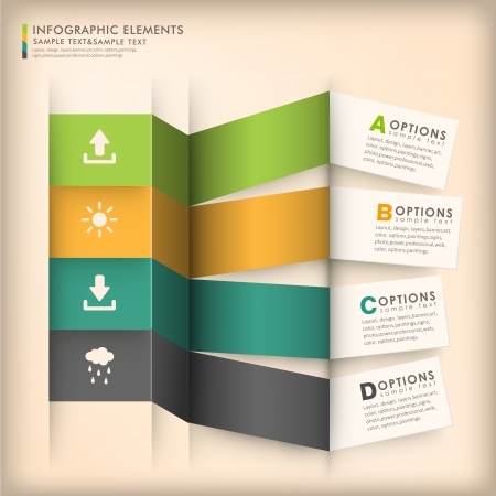 modern vector abstract 3d origami paper infographic elementsのイラスト素材
