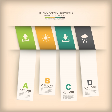 modern vector abstract 3d origami paper infographic elementsのイラスト素材