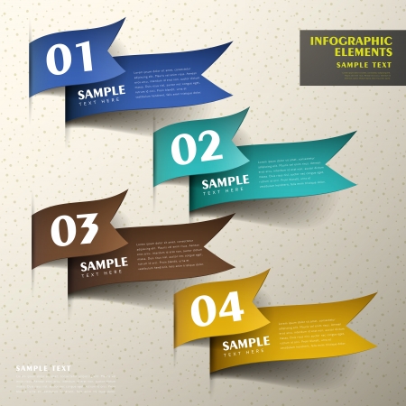 realistic vector abstract 3d paper infographic elementsのイラスト素材