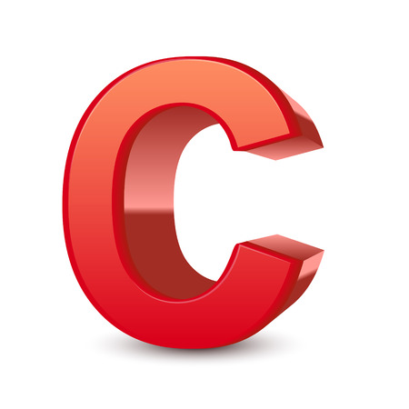 3d red letter C isolated white backgroundのイラスト素材
