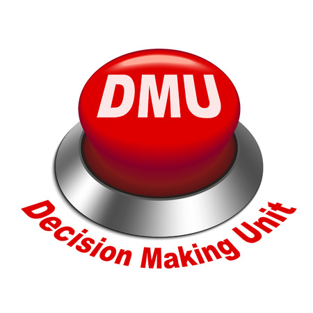3d illustration of dmu decision making unit button isolated white backgroundのイラスト素材