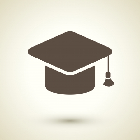retro style graduation cap icon isolated on brownのイラスト素材
