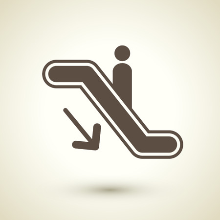 retro style escalator down icon isolated on brownのイラスト素材