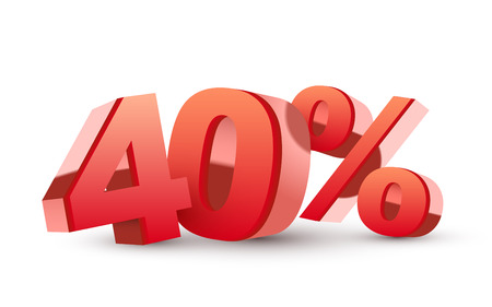 3d shiny red discount collection - 40 percent isolated white backgroundのイラスト素材