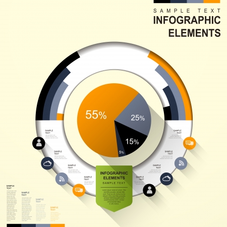 flat design abstract pie chart infographic elementsのイラスト素材
