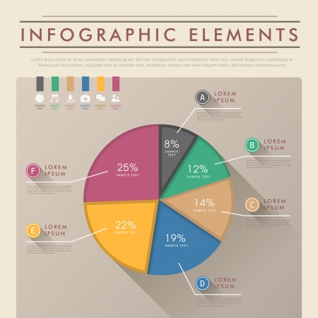 flat style abstract pie chart infographic elementsのイラスト素材
