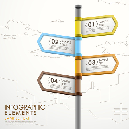 modern 3d vector abstract signpost infographic elements