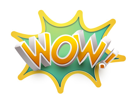 3d colored cartoon wow isolated over white backgroundのイラスト素材