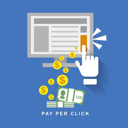 flat design web marketing pay per click internet advertisingのイラスト素材