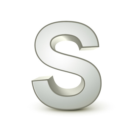 3d silver letter S isolated white backgroundのイラスト素材