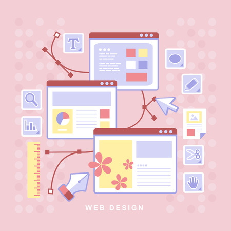 flat design style concept f web designのイラスト素材