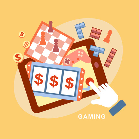 flat design icons concept of computer games for interfaceのイラスト素材